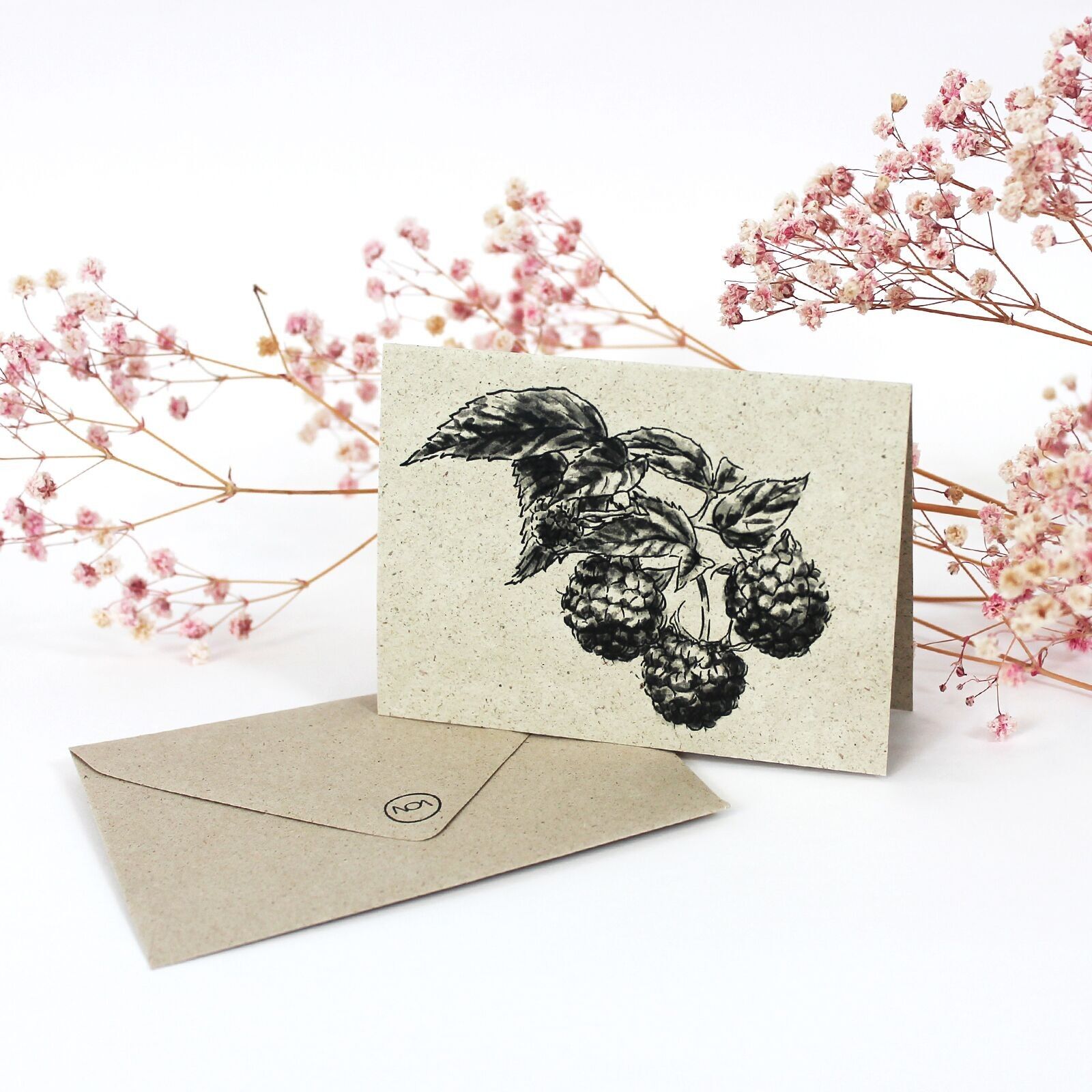 Minikarte aus Graspapier, Himbeere