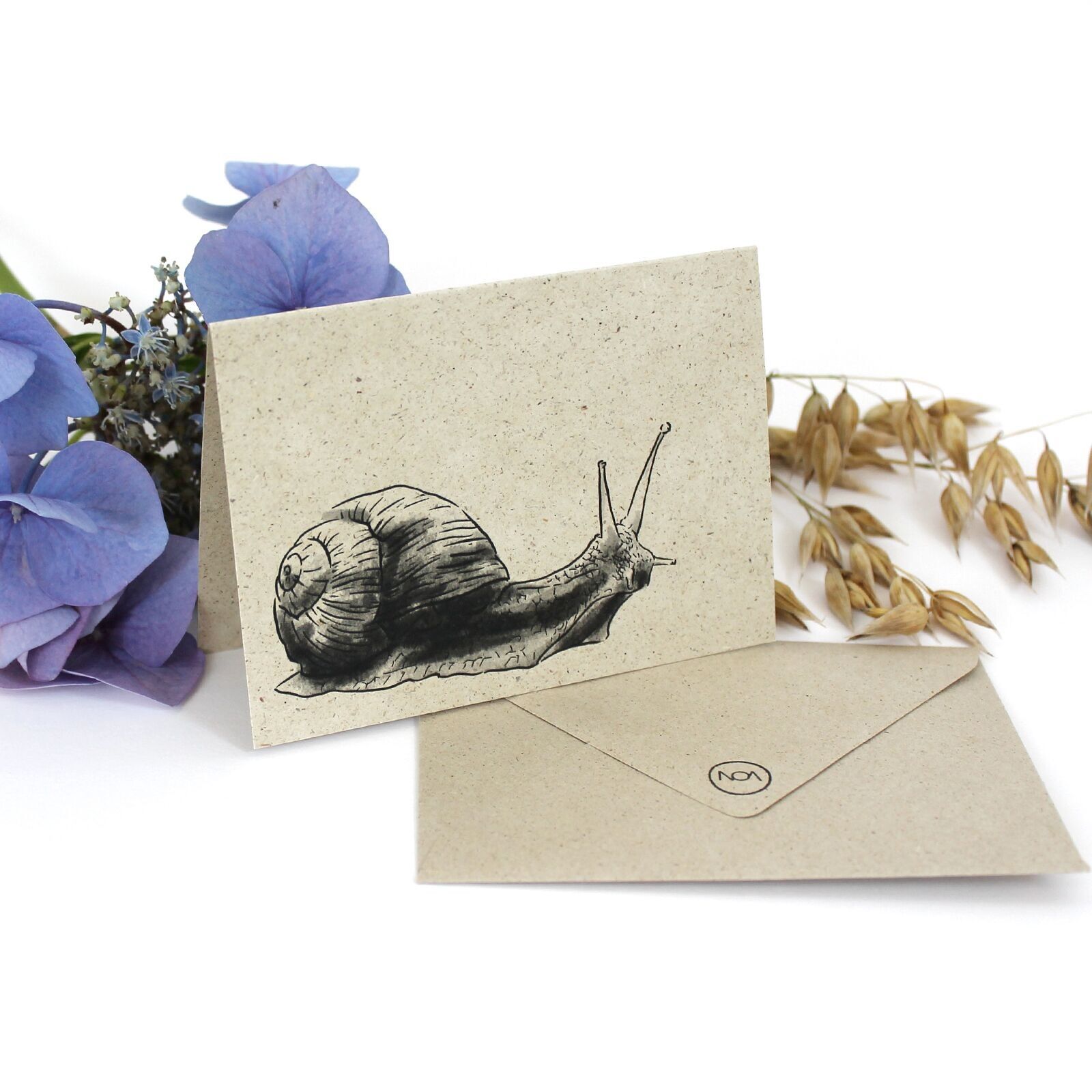 Minikarte aus Graspapier, Weinbergschnecke