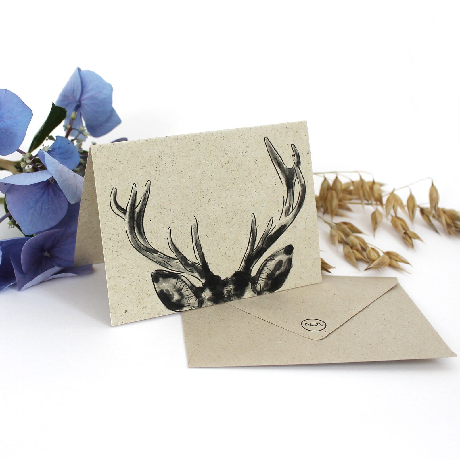 Minikarte aus Graspapier, Geweih