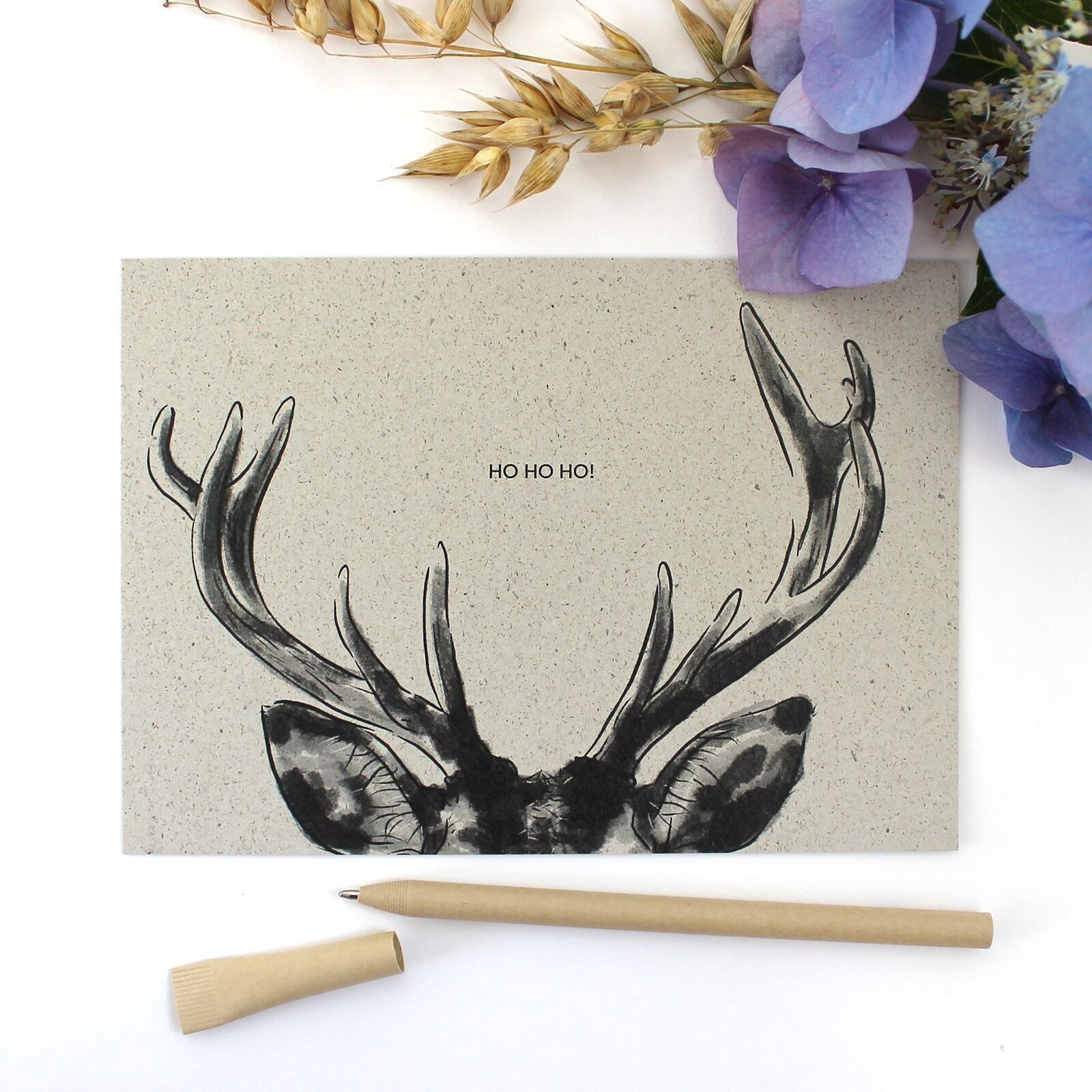 Grußkarte aus Graspapier, Geweih