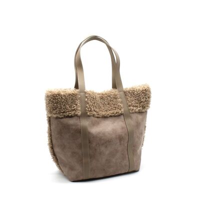 Borsa a mano con pelliccia sintetica