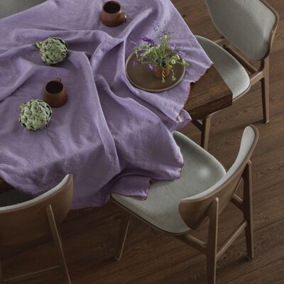 100% Linen Tablecloth Lilac fox contrast detail (250x145 cm)