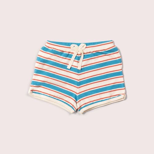 Blue & Walnut Striped Run Around Shorts