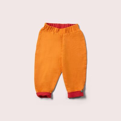 Pantalones reversibles sin cierres en color ocre dorado y avellana