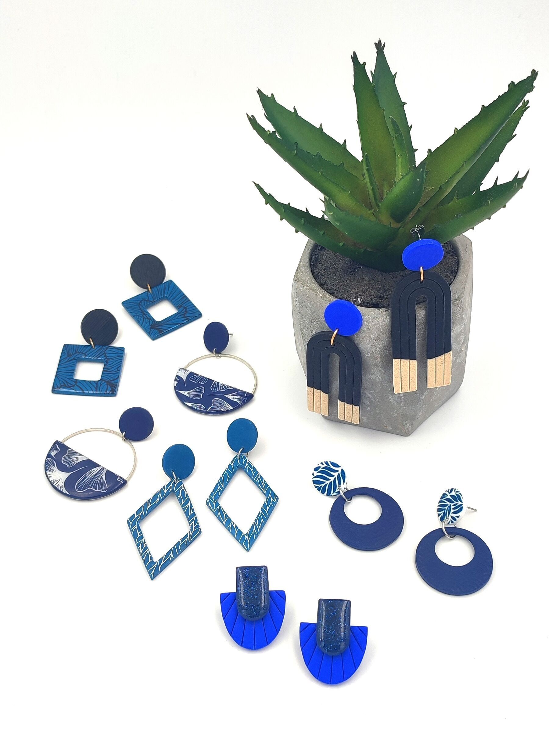 Lot de 6 paires de boucles d'oreilles en pâte polymère