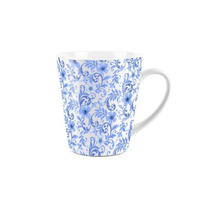 Tazza da latte piccola con motivo floreale a vortice blu