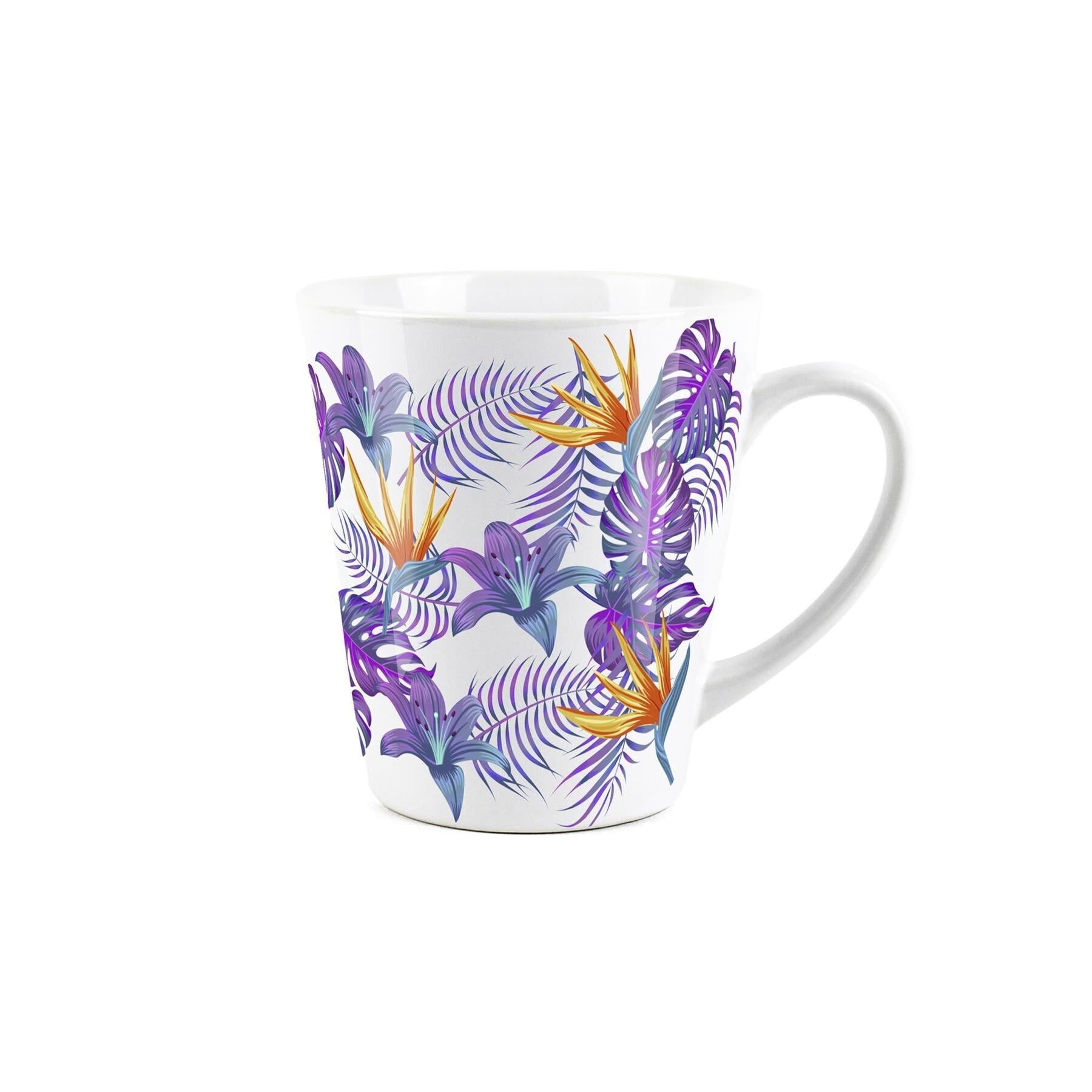 Tazza da latte piccola con fiori tropicali viola