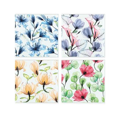 Posavasos de cristal cuadrados con flores de cristal