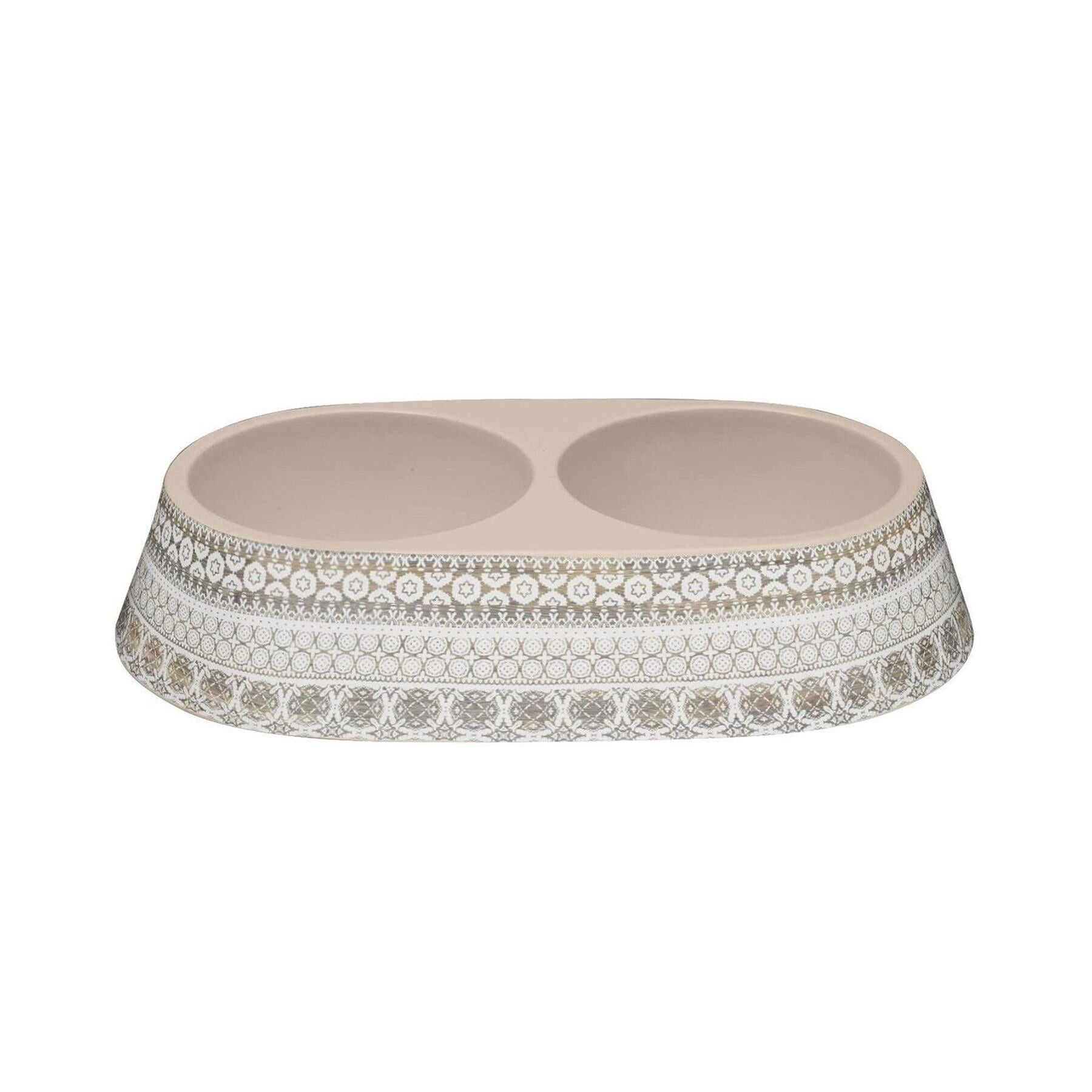 Ciotola doppia per animali domestici in melamina di legno marocchino