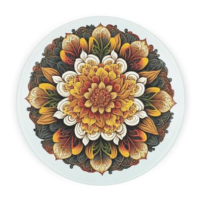 Protector de encimera redondo con diseño de mandala floral otoñal