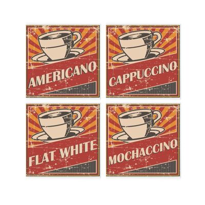 Retro Drinks Square Glass Coasters