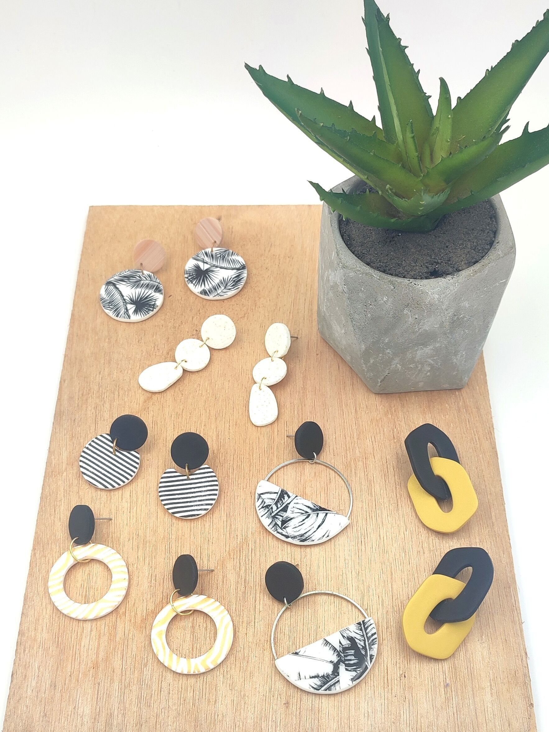 Lot de 6 paires de boucles d'oreilles en pâte polymère