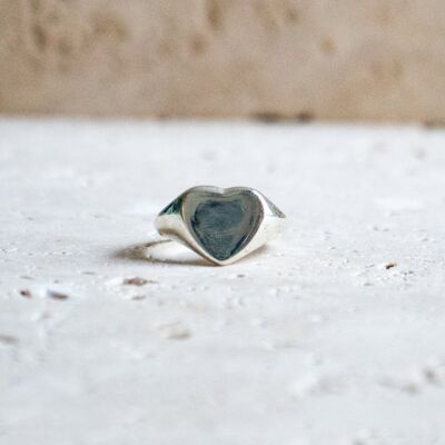 Anello con sigillo in argento sterling 925 cuore fatto a mano - anello dell'amore