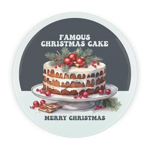 Personalised Famous Christmas Cake Round Worktop Protector