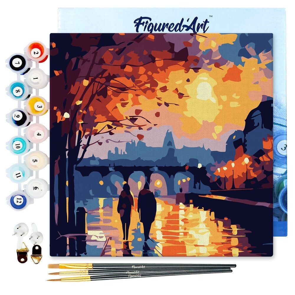 Mini pintura por números 20x20cm con marco Noche romántica