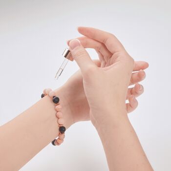Bracelet de guérison Chrystal - Aromathérapie avec huile de paix intérieure, aventurine rose et pierre de lave 3