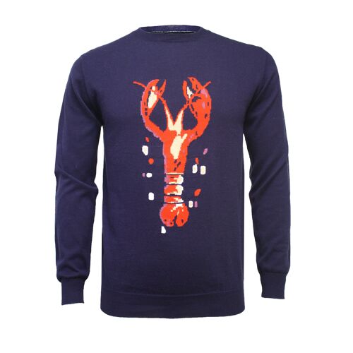 Lobster Intarsia Crew Neck Navy