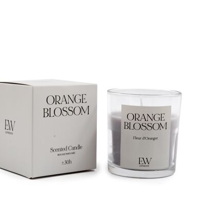 Vela perfumada con flor de naranja en caja de 8 cm