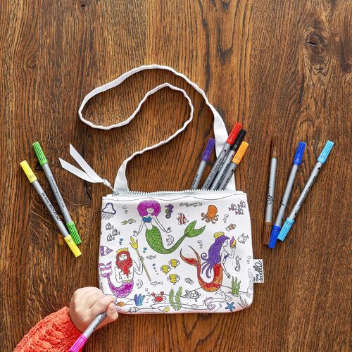 DIY Craft for Kids - Creative Colour In Activity - Mermaid Crossbody Bag