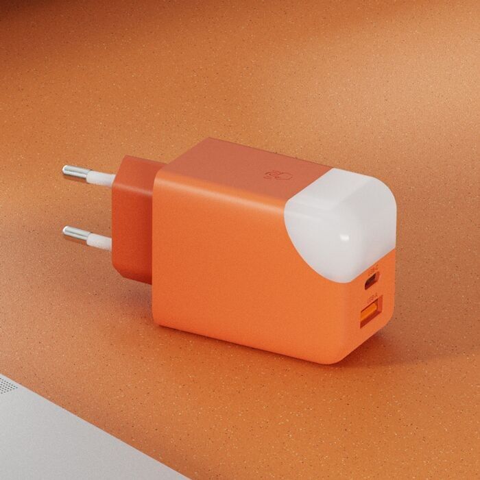 🔌Adaptateur Secteur 65W Avec Lumière Tactile Intégrée ICE-GAN Orange🔌