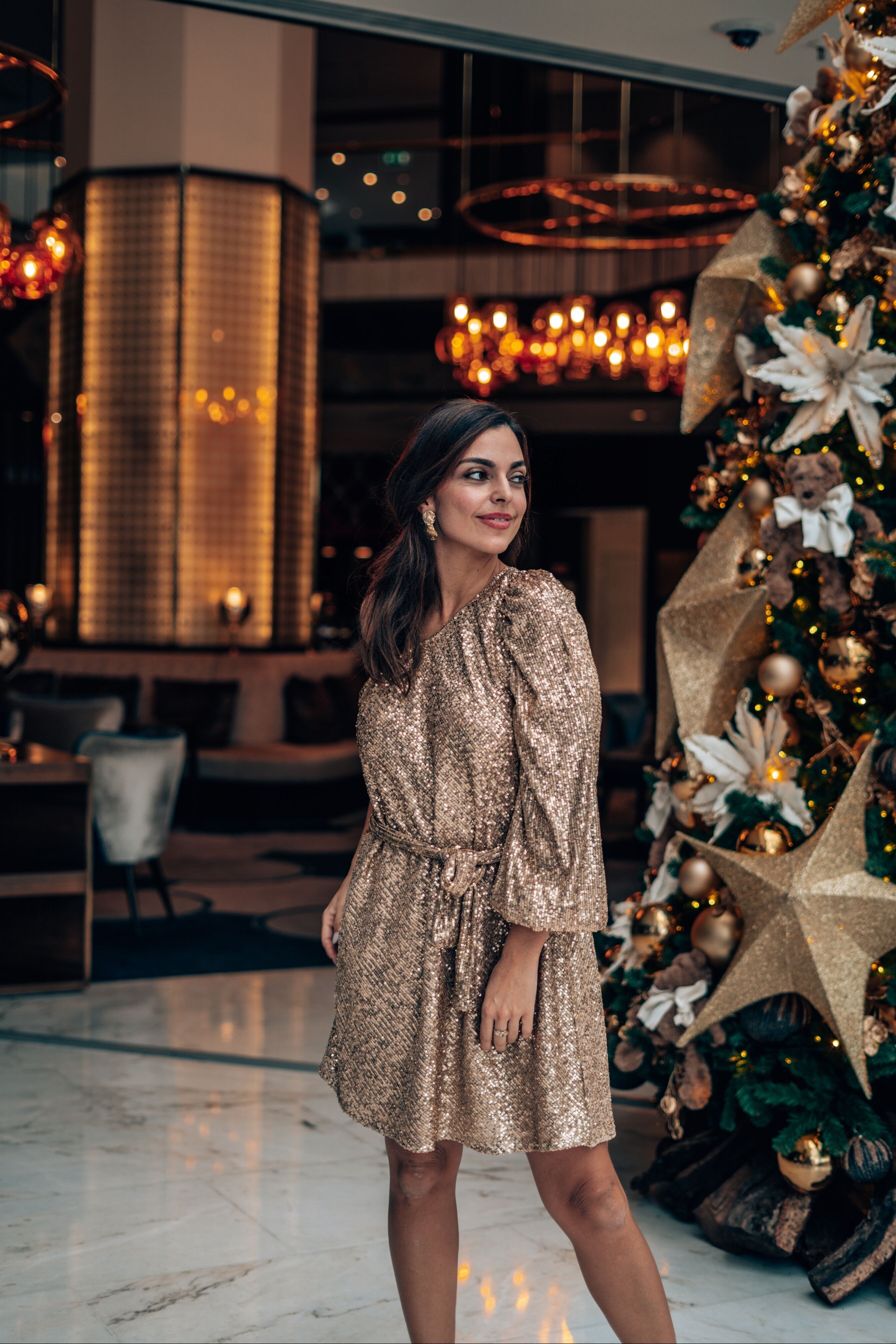 ASSYMETRICAL SEQUIN DRESS