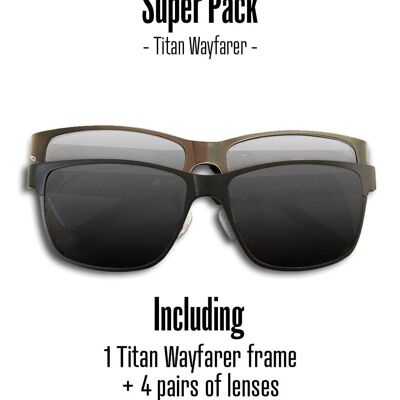 Occhiali da sole Wayfarer in titanio - Super Pack