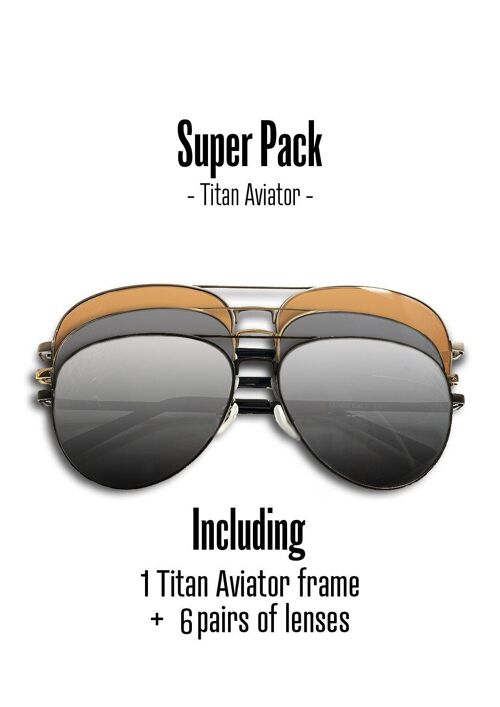 Titanium Aviator Sunglasses  - Super Pack