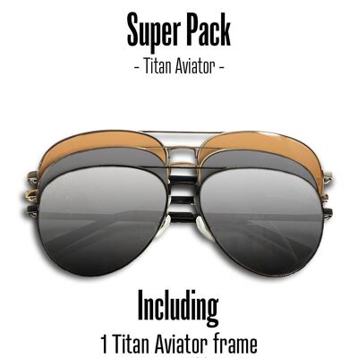 Gafas de sol de aviador de titanio - Super Pack