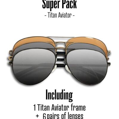 Lunettes de soleil aviateur en titane - Super Pack