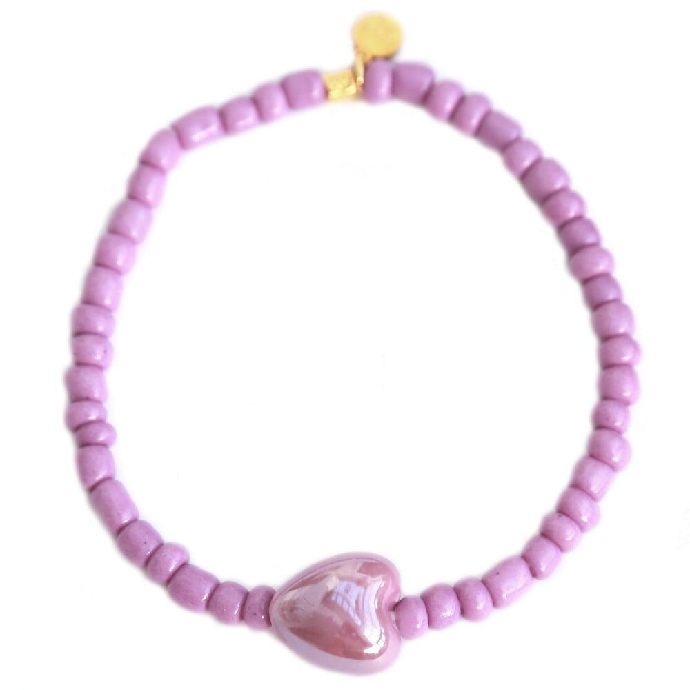 Bracciale cuore di pietra lavanda