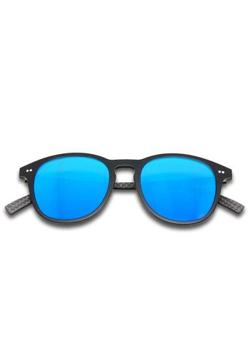 Hybrid - Halo - Lunettes de soleil en fibre de carbone et acétate - Noir - Miroir bleu 1