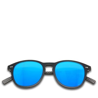 Hybrid - Halo - Carbon Fiber & Acetate Sunglasses - Black - Blue Mirror