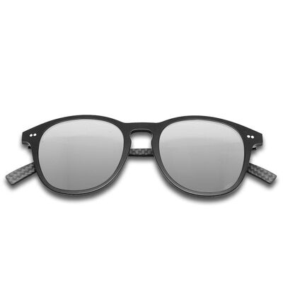 Hybrid - Halo - Carbon Fiber & Acetate Sunglasses - Black - Silver Mirror