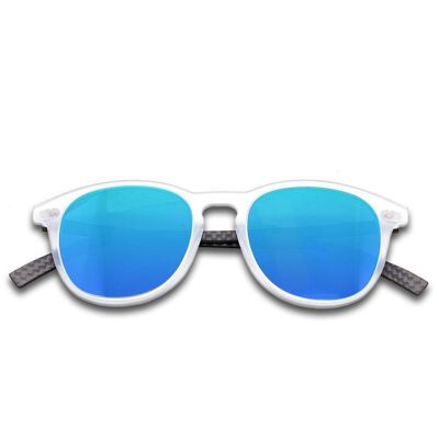 Hybrid - Halo - Carbon Fiber & Acetate Sonnenbrille - Transparent - Blauer Spiegel