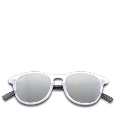 Hybrid - Halo - Sonnenbrille aus Kohlefaser & Acetat - Transparent - Silberverspiegelt