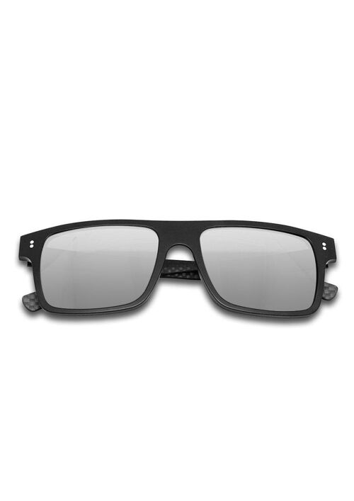 Hybrid - Cubic - Carbon Fiber & Acetate Sunglasses - Black - Silver Mirror