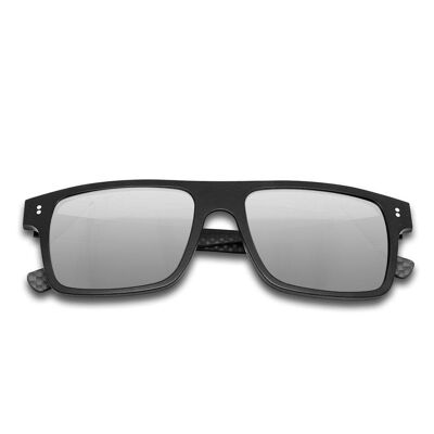 Híbrido - Cúbico - Gafas de sol de fibra de carbono y acetato - Negro - Espejo plateado