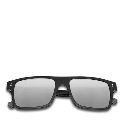 Hybrid - Cubic - Carbon Fiber & Acetate Sunglasses - Black - Silver Mirror