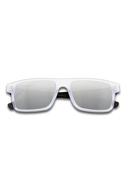 Hybrid - Cubic - Carbon Fiber & Acetate Sunglasses - Transparant - Silver Mirror