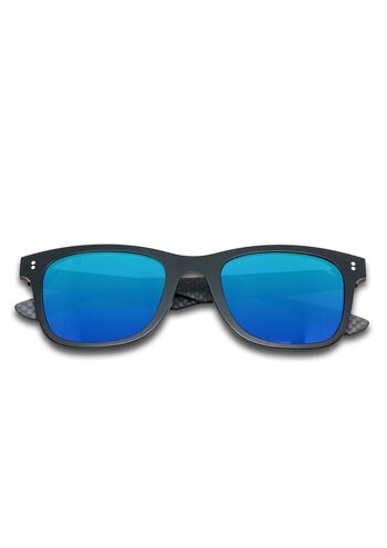 Hybrid - Atom - Lunettes de soleil en fibre de carbone et acétate - Noir - Miroir bleu 1