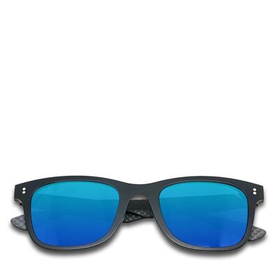 Hybrid - Atom - Carbon Fiber & Acetate Sunglasses - Black - Blue Mirror