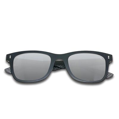 Hybrid - Atom - Carbon Fiber & Acetate Sunglasses - Black - Silver Mirror