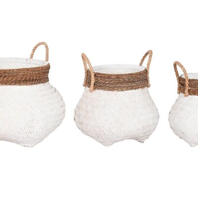 Panier Set 3 Bambou 55x55x54 Blanc DC213857 NO11