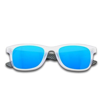Hybrid - Atom - Carbon Fiber & Acetate Sonnenbrille - Transparent - Blauer Spiegel