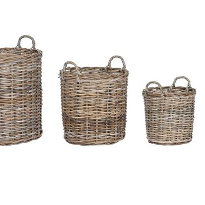 Ensemble de 4 paniers en osier 50x50x58 avec poignée gris clair DC213848 NO11