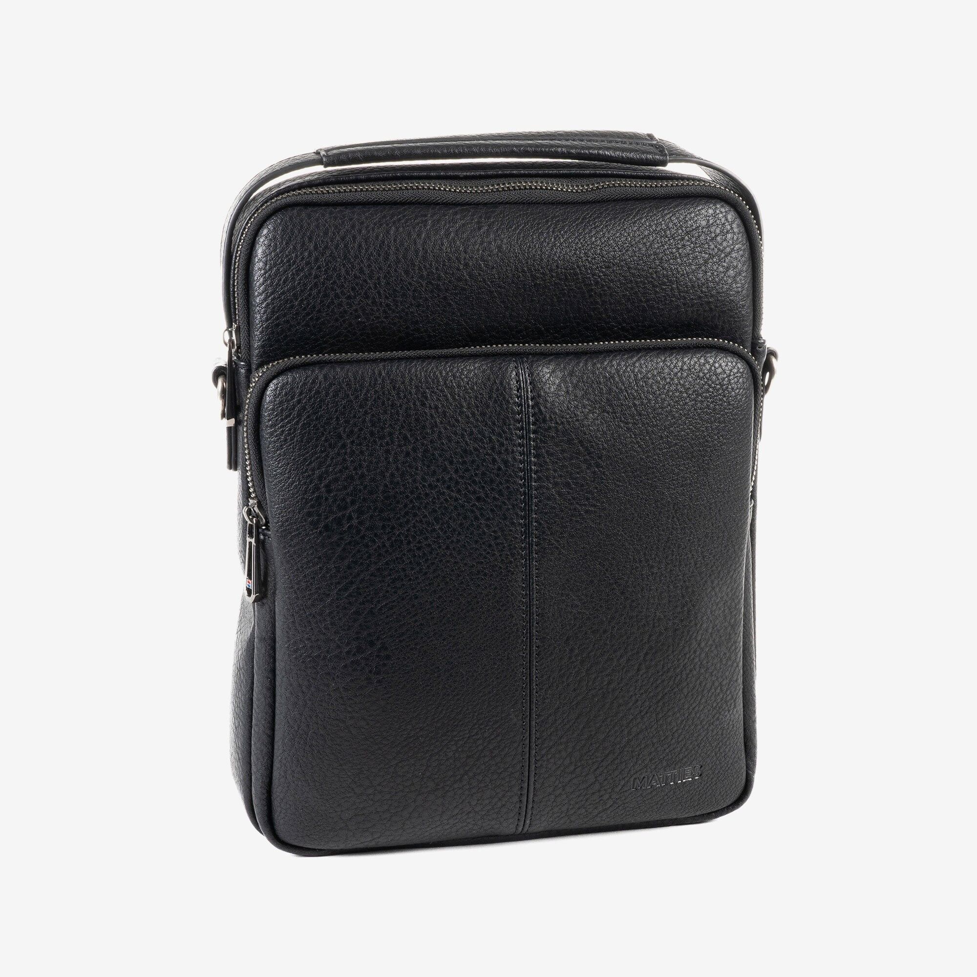 BORSA A TRACOLLA DA UOMO, COLORE NERO, NUOVA COLLEZIONE IN NAPPA. 23x29x07 cm