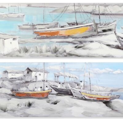 Mdf Canvas Painting 150X3X50 Boats 2 Assortment. CU179645 NO11
