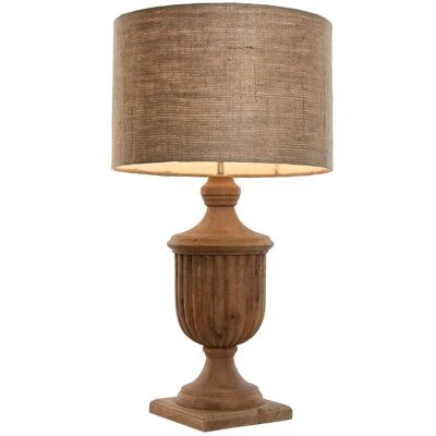 Lampara Sobremesa Madera Yute 47X47X86 Tallada LA213691 NO11