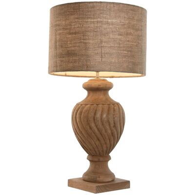 Lampara Sobremesa Madera Yute 47X47X87 Tallada LA213689 NO11