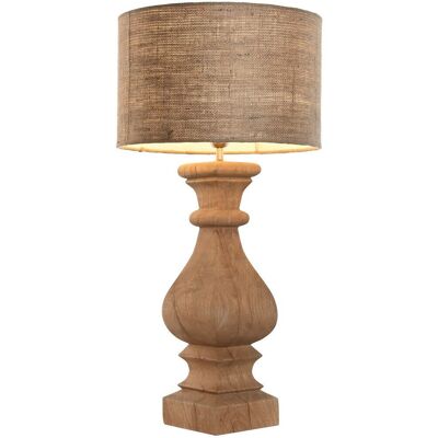 Lampara Sobremesa Madera Yute 41X41X82 Tallada LA213688 NO11